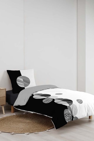 Juego de nórdico reversible de algodón 57 hilos/cm² Stormi - Negro y blanco
