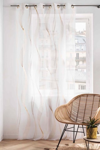 Visillo Elona - Blanco y dorado - 140 x 240 cm