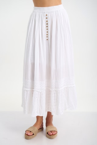 Gonna midi a vita alta - Bianco e beige