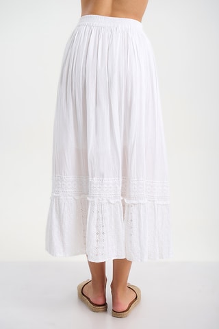 Gonna midi a vita alta - Bianco e beige