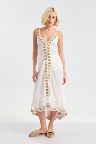 Abito midi - Bianco e marrone