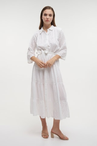 Robe midi en broderie anglaise - Blanc
