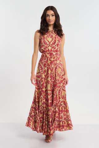 Robe longue en soie - Rouge