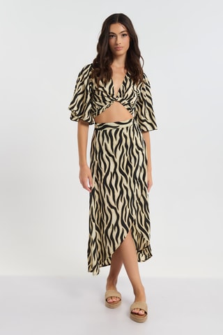 Crop top in seta - Nero