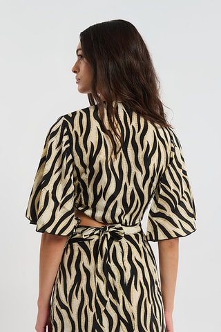 Crop top in seta - Nero