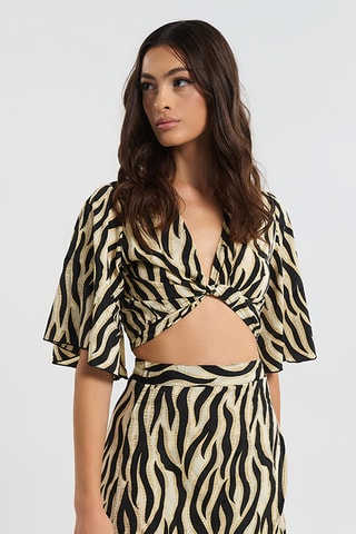 Crop top in seta - Nero