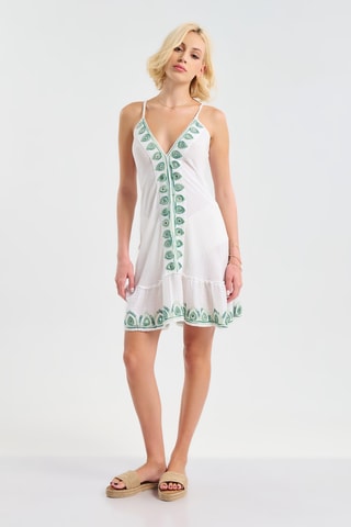 Abito a trapezio - Bianco e verde