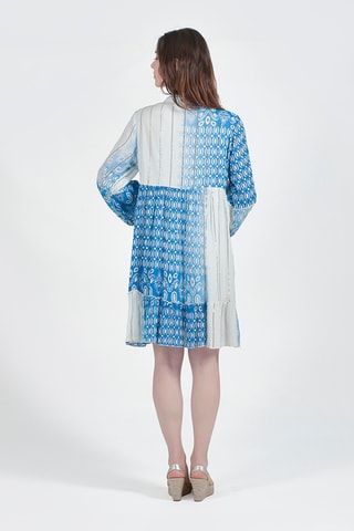 Abito a trapezio - Bianco e blu