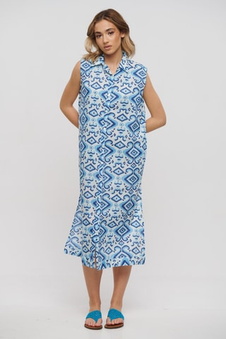 Abito a camicia - Bianco e blu