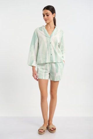 Camicia in lino - Bianco e verde