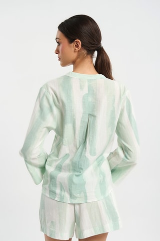 Camicia in lino - Bianco e verde