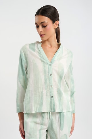 Camicia in lino - Bianco e verde