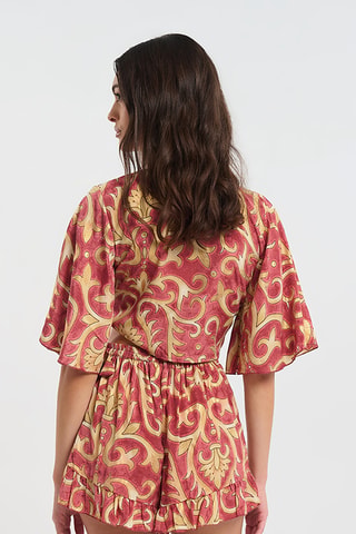 Crop top in seta - Rosso