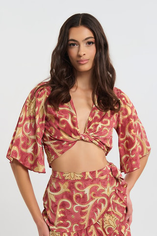 Crop top in seta - Rosso