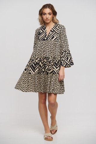 Abito a trapezio - Nero e beige