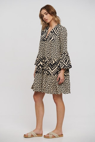 Abito a trapezio - Nero e beige