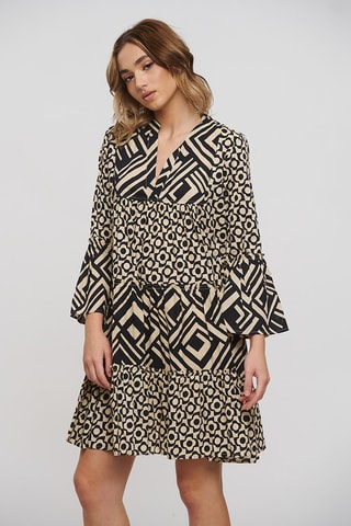 Abito a trapezio - Nero e beige
