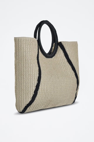 Borsa a mano in paglia - Nero