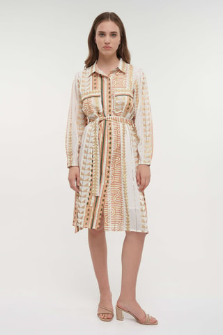 Abito a camicia - Bianco e beige