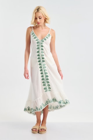 Abito midi - Bianco e verde