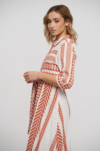 Abito a camicia - Bianco e marrone