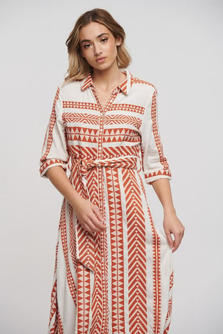 Abito a camicia - Bianco e marrone