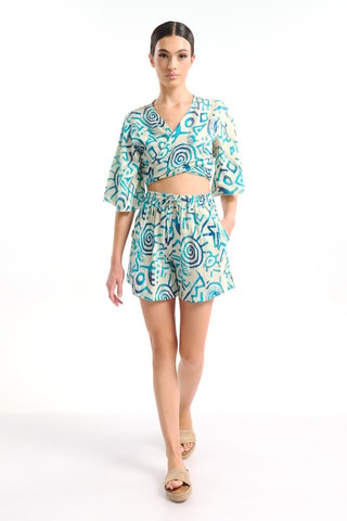 Crop top a portafoglio - Bianco e blu
