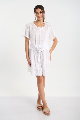 Camicia annodata in sangallo - Bianco