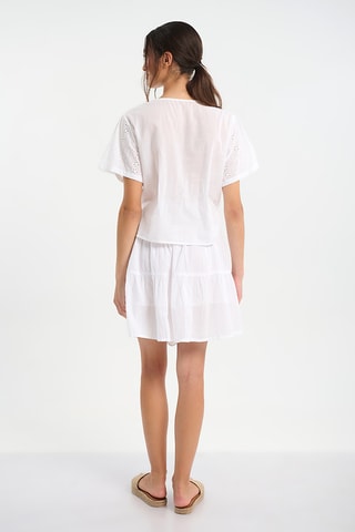 Camicia annodata in sangallo - Bianco