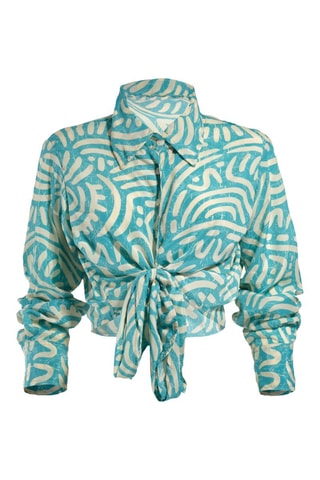 Camicia corta - Beige e blu