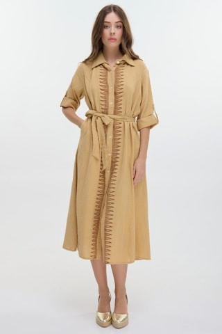 Camicia lunga - Beige e nero