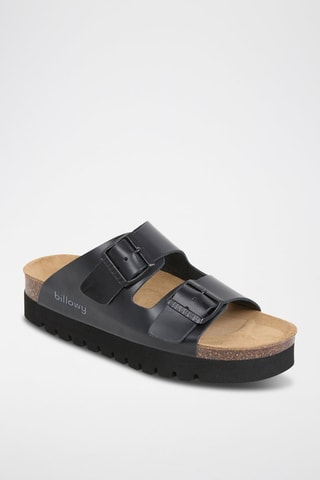Leren Platform Muiltjes -  Zwart