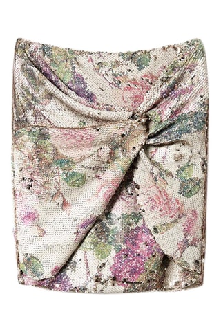Minifalda de talle alto - Beige y rosa