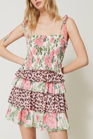 Minifalda - Twinset - Blanco, verde, marrón y rosa
