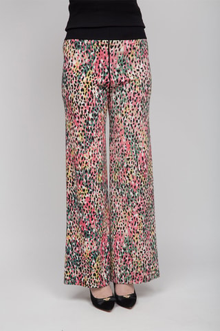 Pantalón wide leg - Negro, verde y rosa