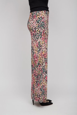 Pantalón wide leg - Negro, verde y rosa