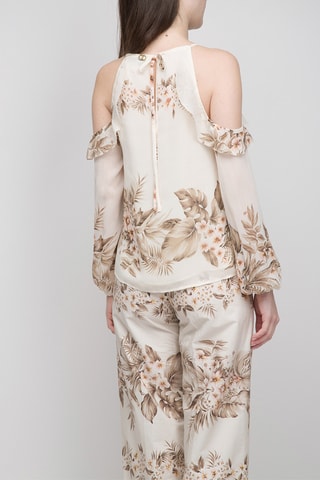 Top - Blanco, beige y rosa
