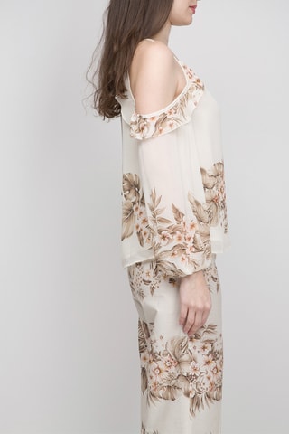 Top - Blanco, beige y rosa