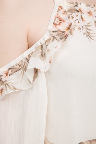 Top - Blanco, beige y rosa