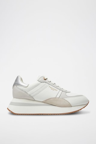 Zapatillas de piel de cuña - Blanco