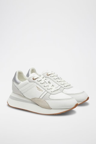 Zapatillas de piel de cuña - Blanco