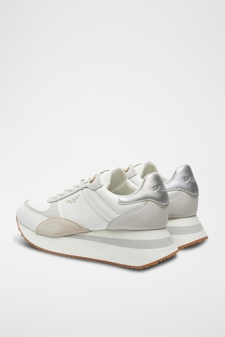 Zapatillas de piel de cuña - Blanco
