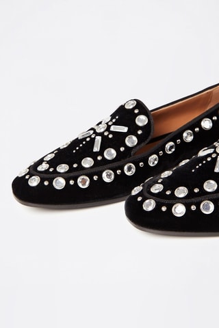 Slippers de terciopelo - Plateado y negro