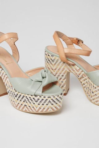 Sandalias de piel de tacón - Harmont & Blaine - Verde y marrón