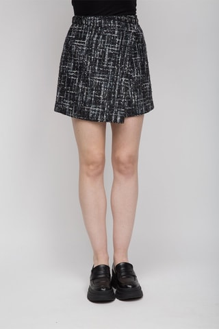 Falda cruzada de talle alto - Twinset - Blanco, negro y gris