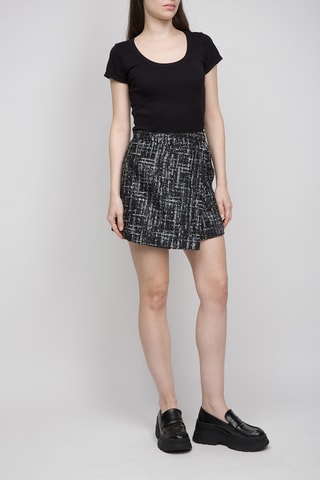 Falda cruzada de talle alto - Twinset - Blanco, negro y gris