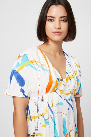 Vestido trapecio - Harmont & Blaine - Blanco, azul y amarillo