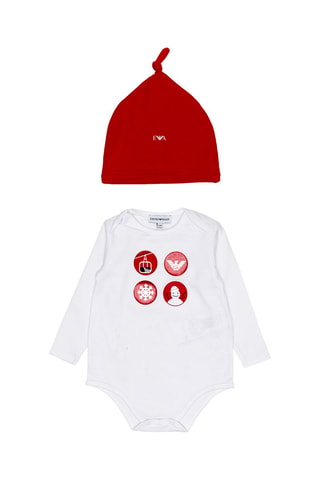 Gorro y body - Blanco y rojo