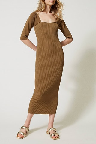 Vestido midi - Marrón