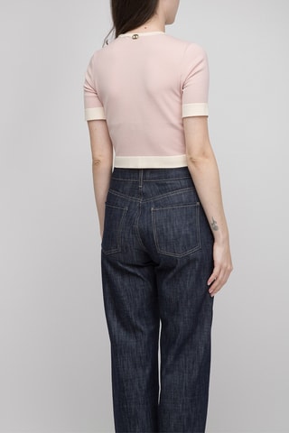 Camiseta - Twinset - Blanco y rosa